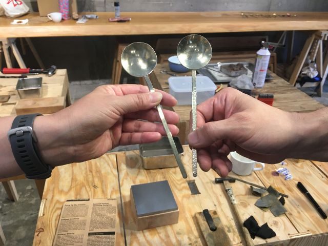 テクスチャーの違うスプーンが出来上がりました。