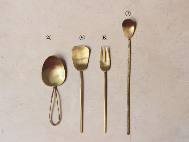 Cスコップスプーン、Dデザートスプーン、Eデザートフォーク、Fマドラーも作ることが出来ます。予約時に希望の番号をご連絡ください。