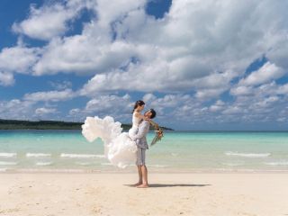 与那覇前浜ビーチでの定番ショット!