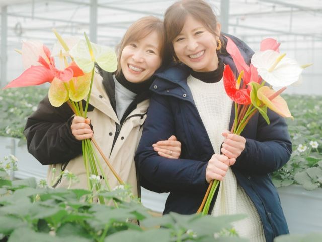 全国でもここでしかない、お花とイチゴの写真が撮れます。