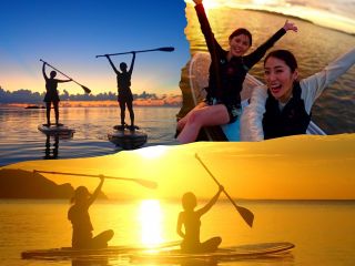 海に沈む太陽を眺めながらの、極上のサップ体験