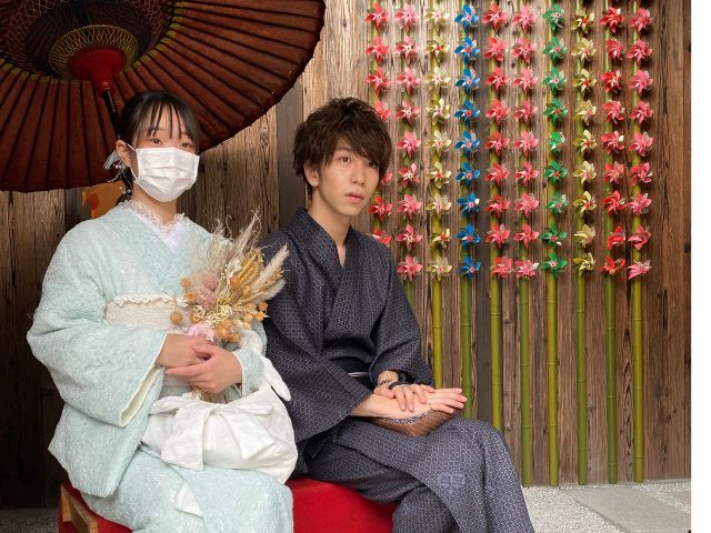 初々しいカップルの清水寺周辺の着物デートを当店でお手伝いさせて頂きました。