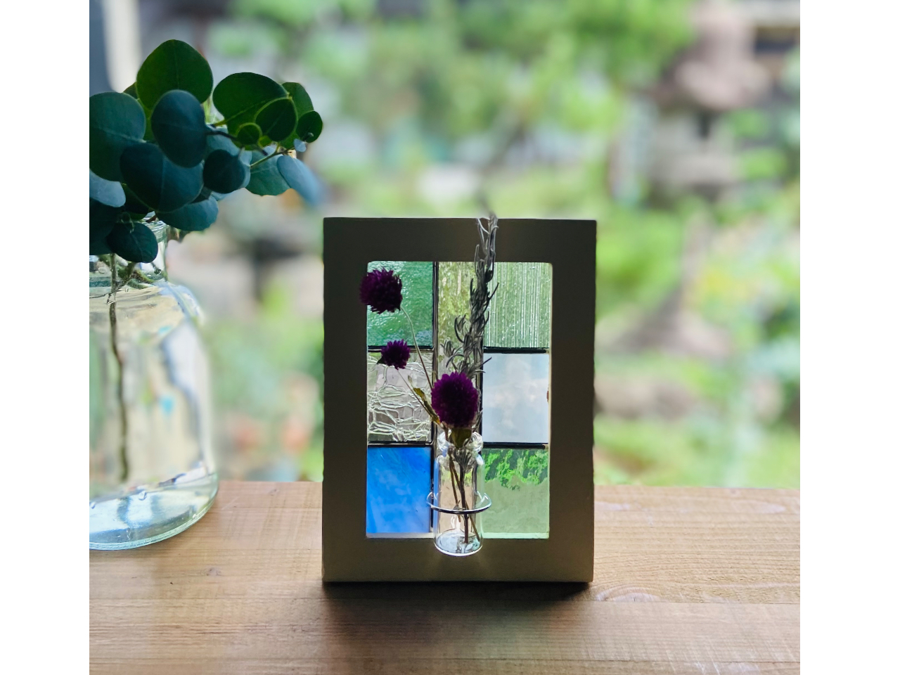 手ぶらでOK！ステンドグラスの制作体験1110 ＊ 一輪挿しパネル