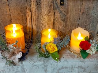 キャンドルアレンジ フラワーアレンジメント キャンドルホルダー キャンドル テーブルライト ライトアップ