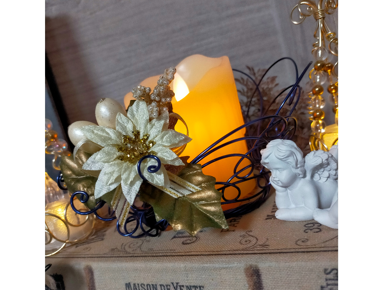 ワイヤークラフト キャンドルホルダー キャンドル キャンドルアレンジ フラワーアレンジメント テーブルライト ライトアップ クリスマスアレンジ