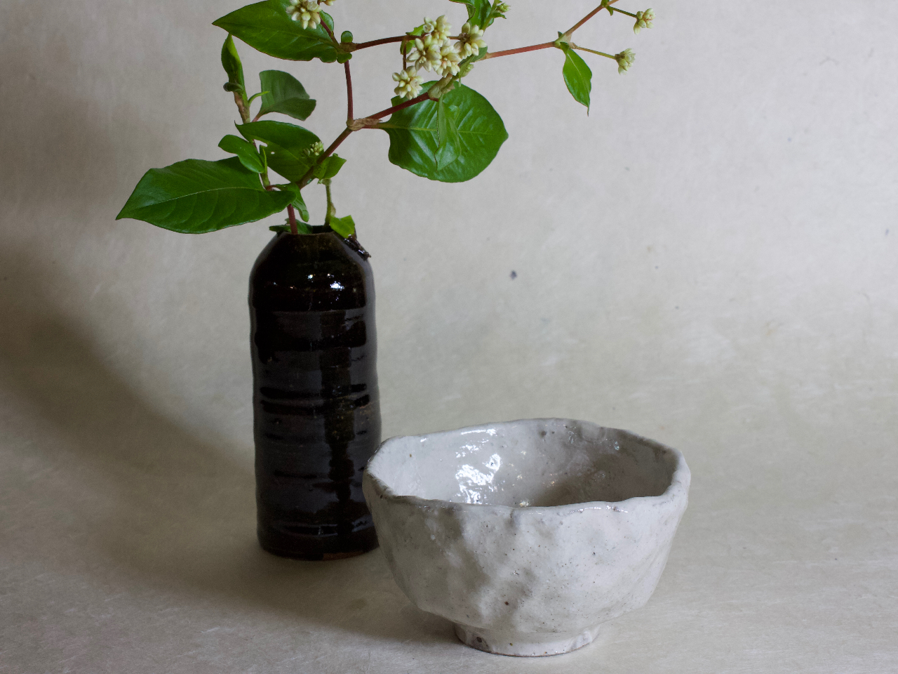 体験作品 「茶碗と一輪挿し」