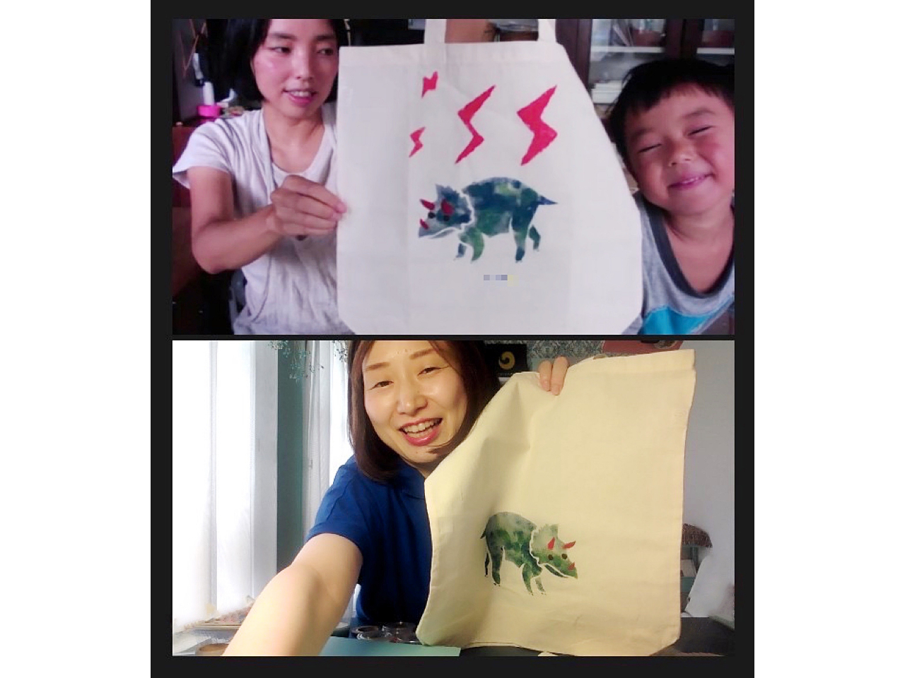 マスクなしで喜び合えるのもオンラインレッスンの良さです。