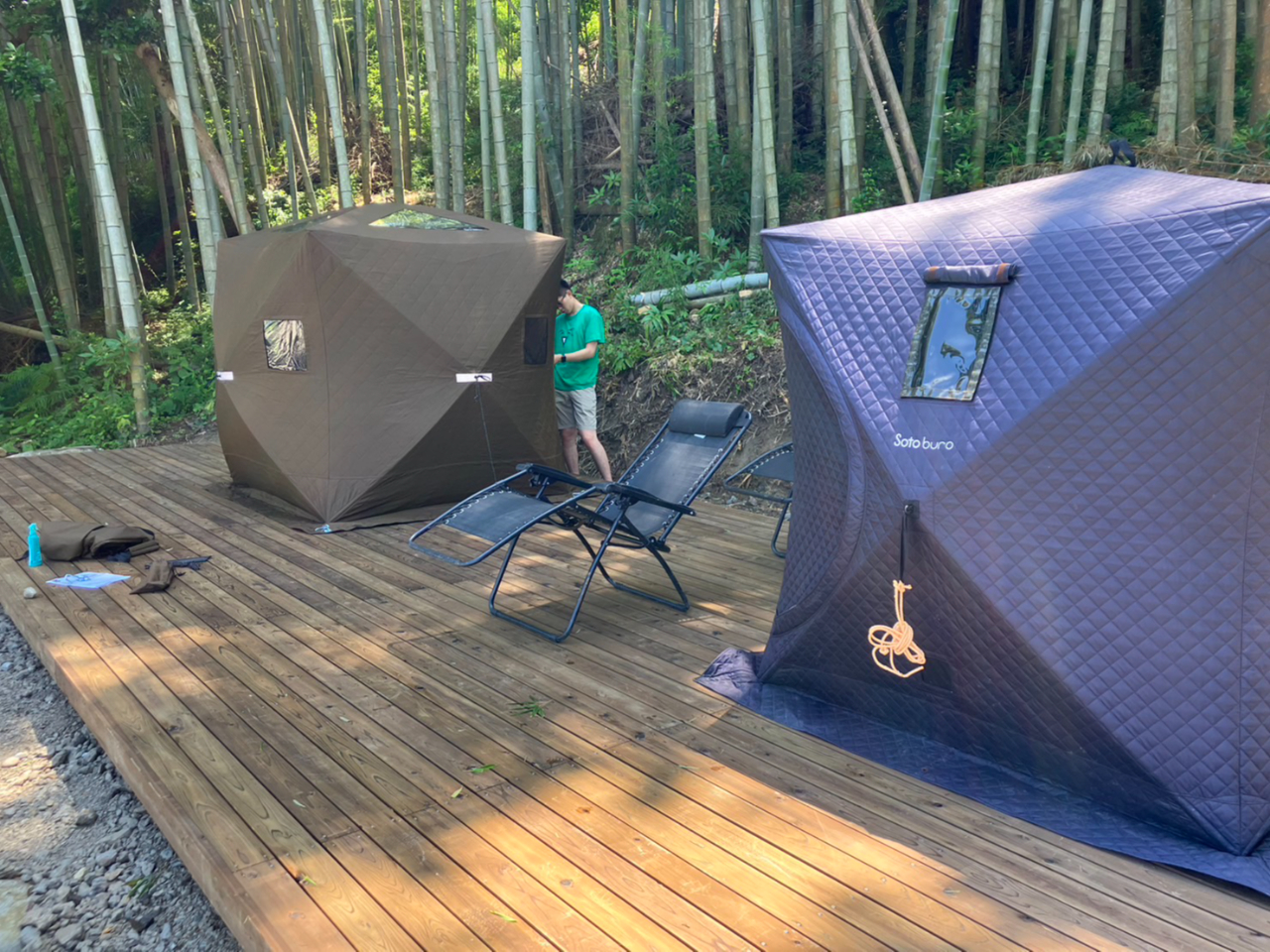 安定したデッキ上でサウナ&整い。