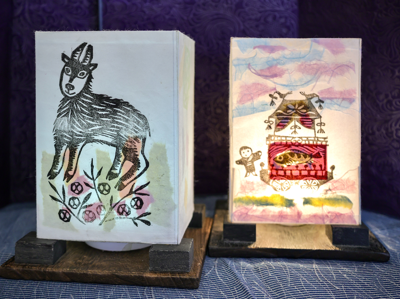 【わくわく体験　飛騨高山対象】♪飛騨版画と和紙でランプシェードづくり（四角型）♪...