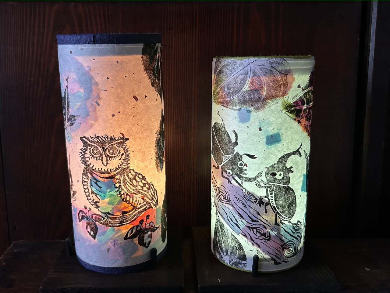 【わくわく体験 飛騨高山対象】♪飛騨版画と和紙でランプシェードづくり(筒型)♪高...