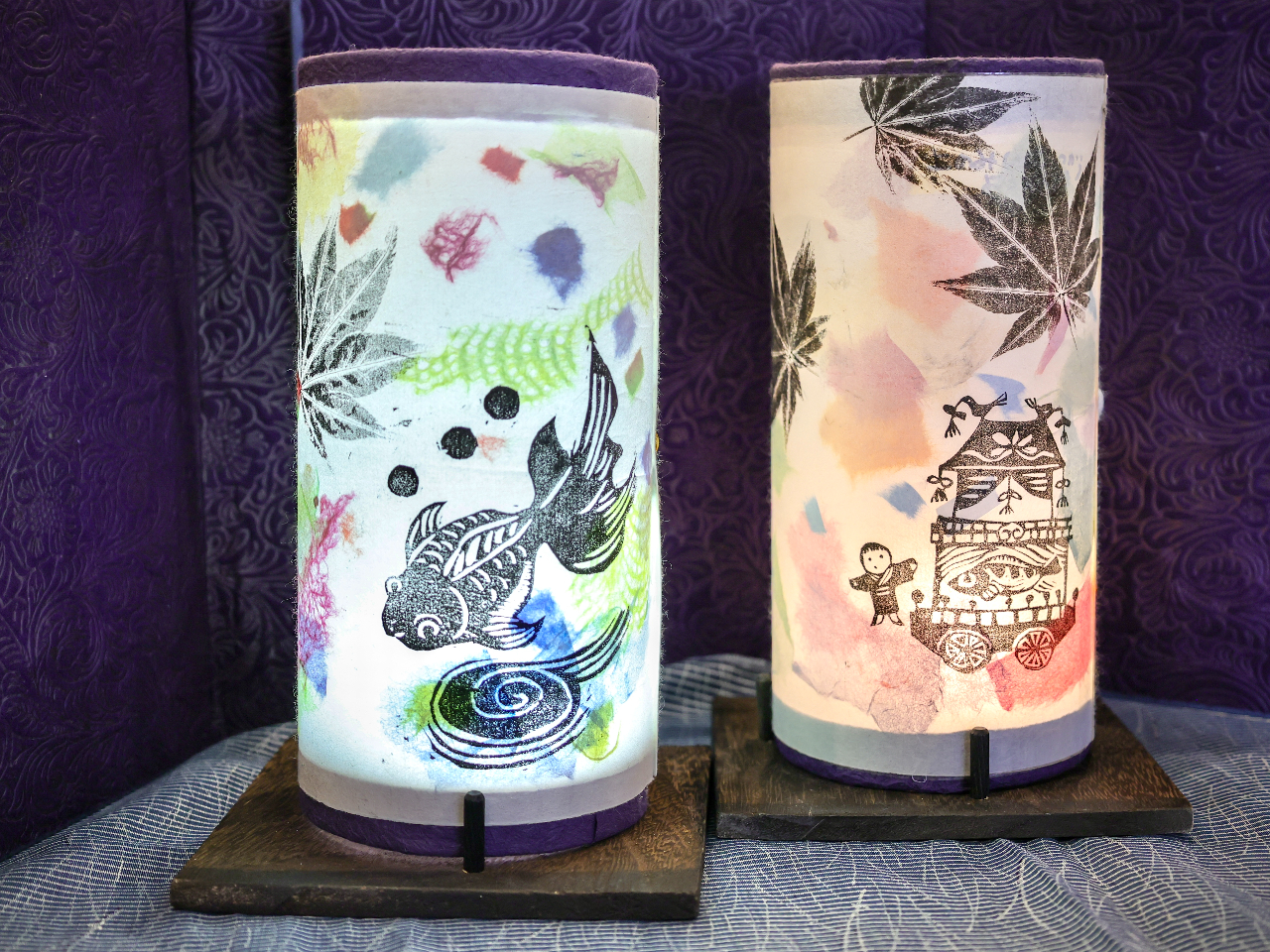 【わくわく体験 飛騨高山対象】♪飛騨版画と和紙でランプシェードづくり(筒型)♪高...