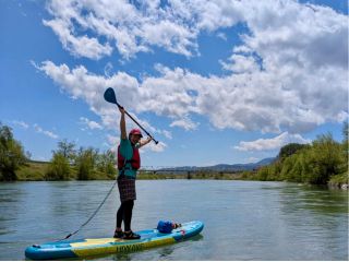 北信濃の雄大な景色を川の真ん中から楽しめます