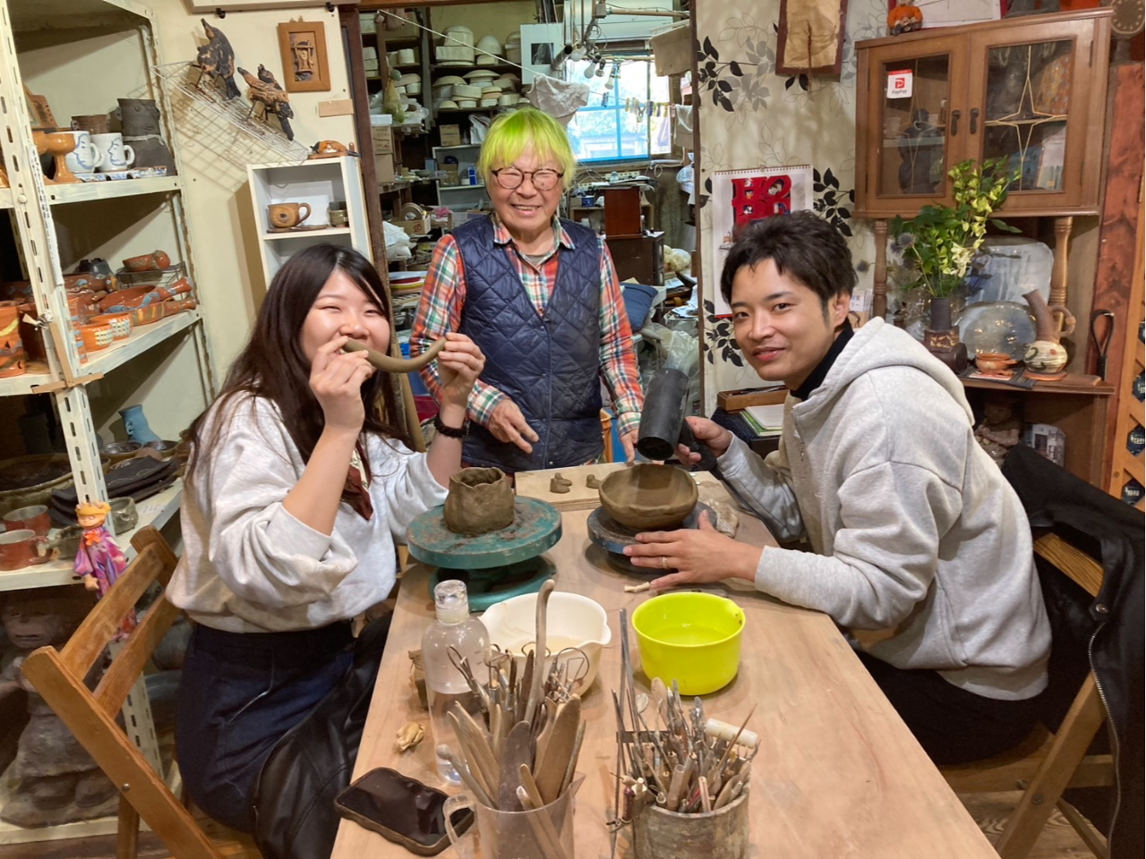越前・陶芸体験・手びねり／蹴ろくろ】自由で楽しく焼き物を作陶でき