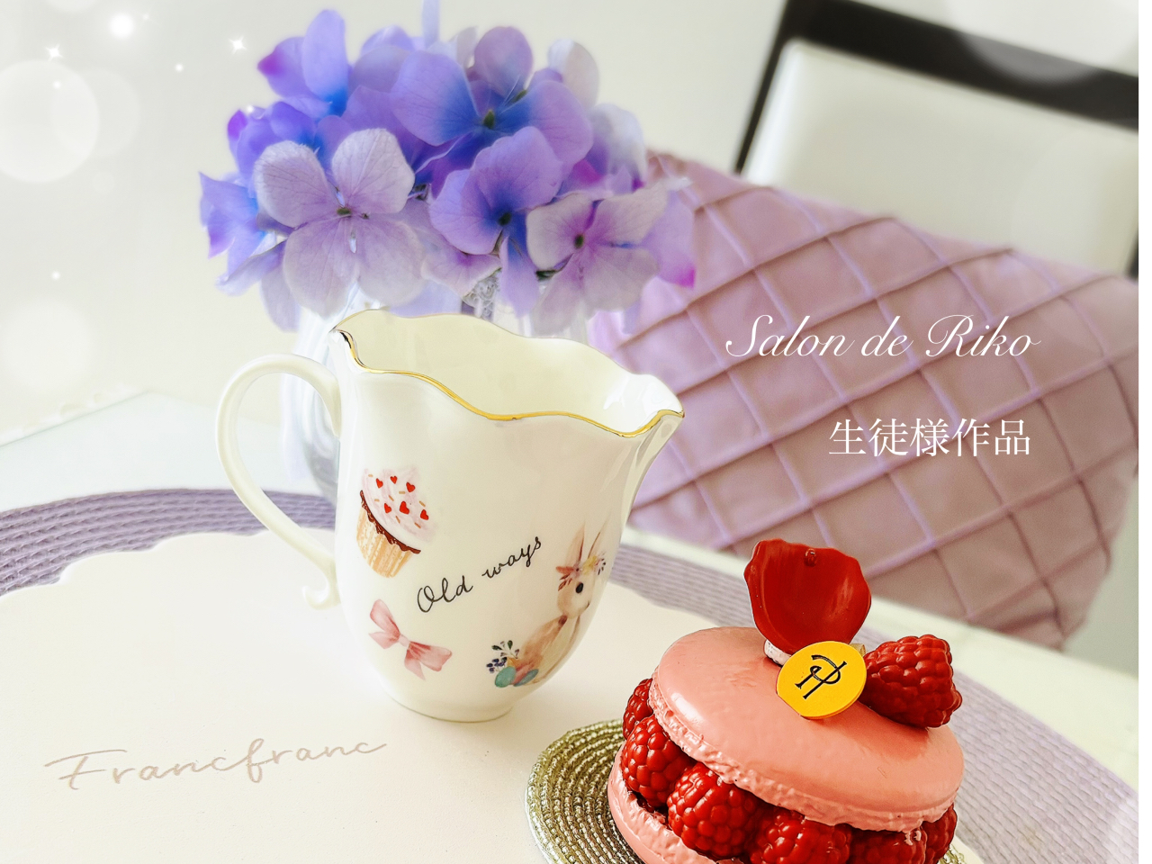 体験者様の作品になります。チューリップ型のカップが可愛いですね。チューリップ型カップは数に限りがございますのでお早めにどうぞ!