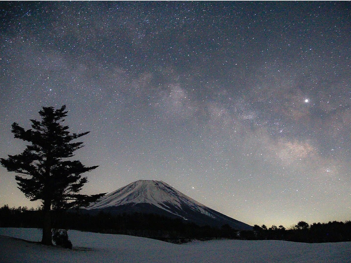 富士山と冬の天の川