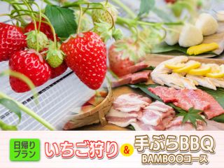 いちご狩り&BBQがセットになった贅沢なプラン♪ 2時間30分の間、BBQをしながらいちご食べ放題の贅沢プラン♪