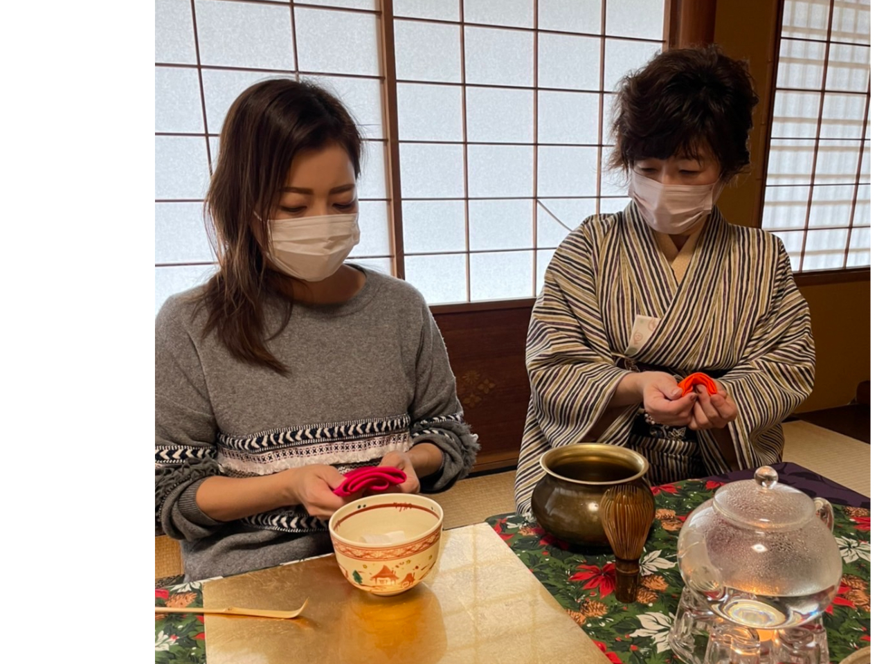 マンツーマンでお茶のたて方をお伝えします