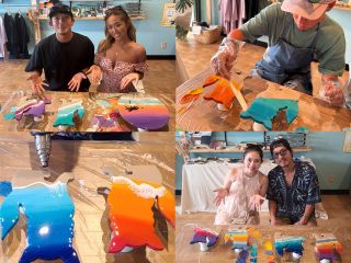 シュワシュワ波!沖縄シーサーで海アート作り