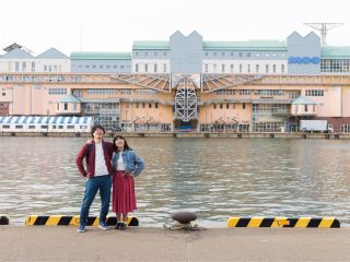 フイッシャーマンズワーフムーを背景に!