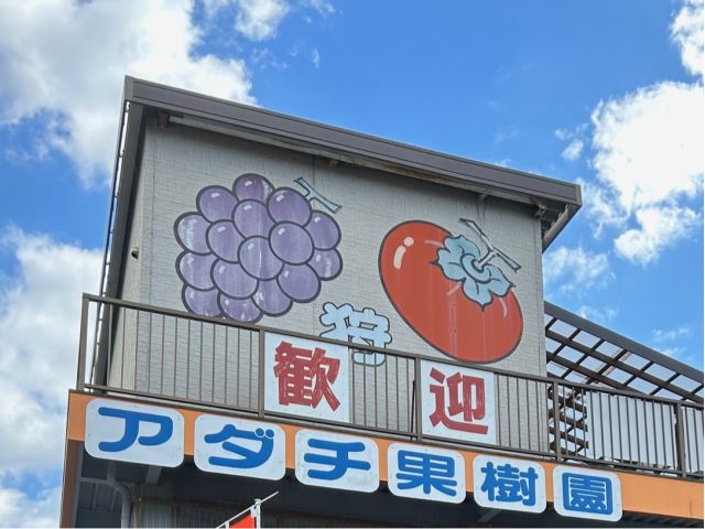 柿とぶどうの絵が目印です。