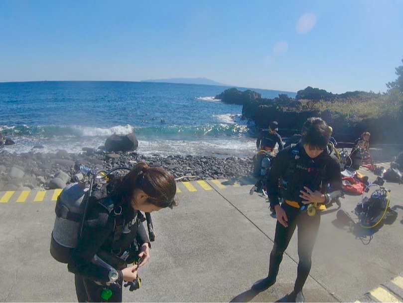 海に入る前。いよいよ水中へ