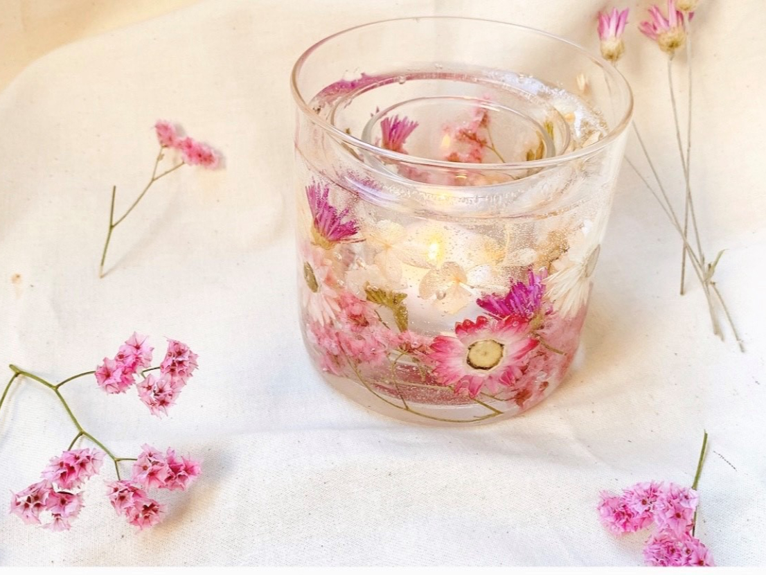 *:._たっぷりのお花で作る♪ボタニカルジェルキャンドルホルダー作り体験_.:*...
