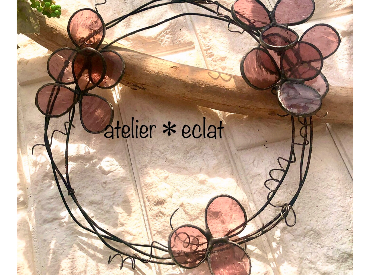 ステンドグラスで作る お花のーリース