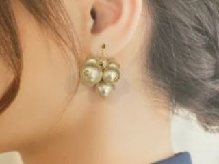 【デザインA】M.CRAFTで人気のモコモコピアス○コットンパールをふんだんに使いました♪