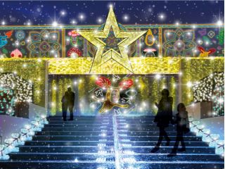 屋上へ向かう階段は美しく装飾されています。大人気の写真撮影スポットです。屋上の圧巻の景色への期待が高まります。