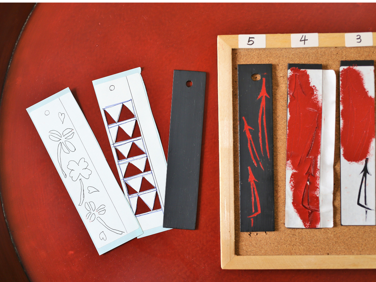 【香川県伝統工芸】【漆器体験】初心者歓迎! 漆塗り体験〜後藤塗り しおり or マグネットコース〜 になります。 ※作品例になります。