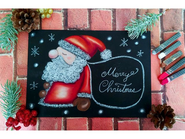 チョークアート体験サンタさん