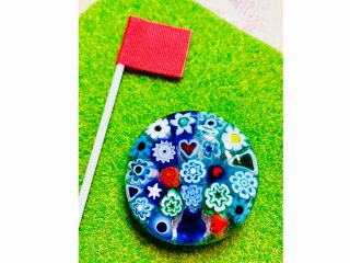 ミルフィオリガラス【ゴルフマーカー】クリーンに映えて世界にひとつのマーカー(固く焼き固めてあるので割れにくいです)