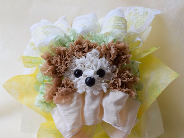 2色使いのわんちゃんもお作りいただけます。すべてベースはカゴになります。