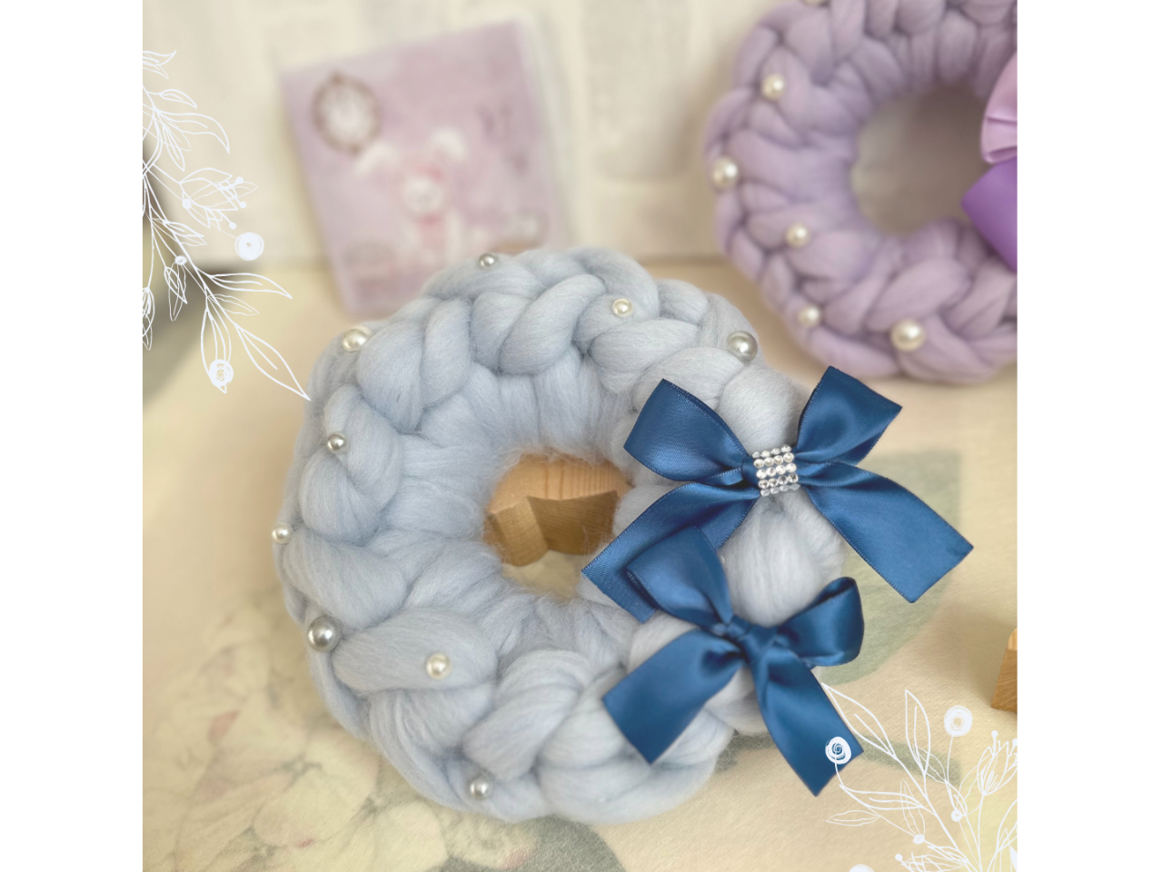 簡単!ふわもこリース(リボン・リース)簡単にサクサク編んでリースを作ります!楽し...