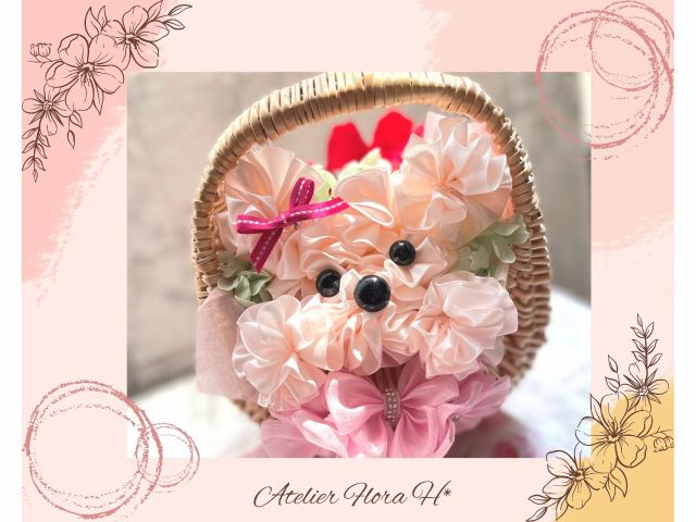 4,000円のコース!可愛いリボンのわんちゃんがお作りいただけます。簡易ラッピングでプレゼントにもおすすめです。