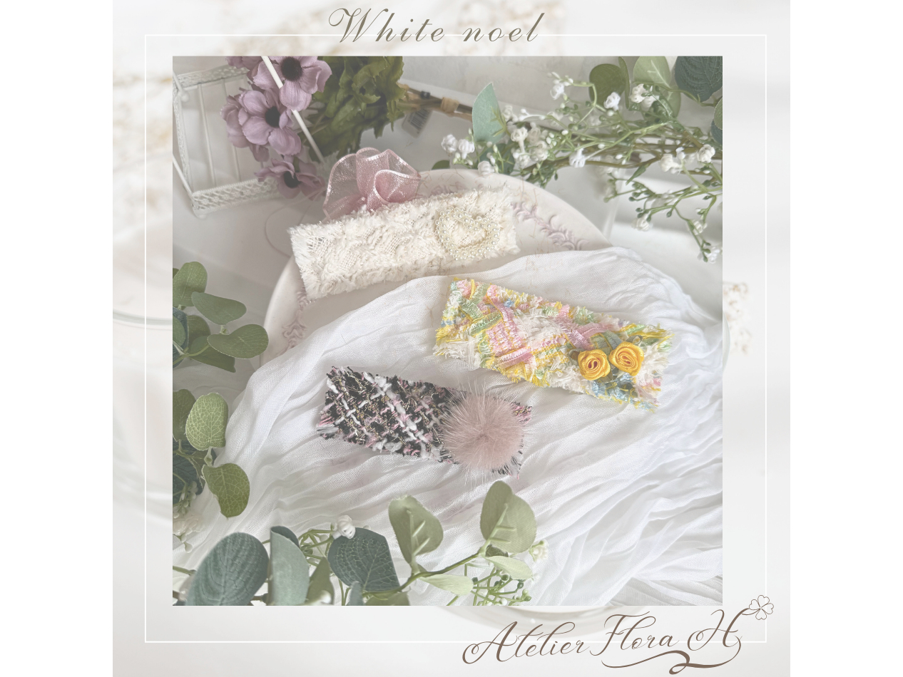 こちらがスクエアタイプ。自由にカスタマイズできるので、おリボンやファー、パールや小物など季節ごとやと用途に合わせてお作りいただけます。