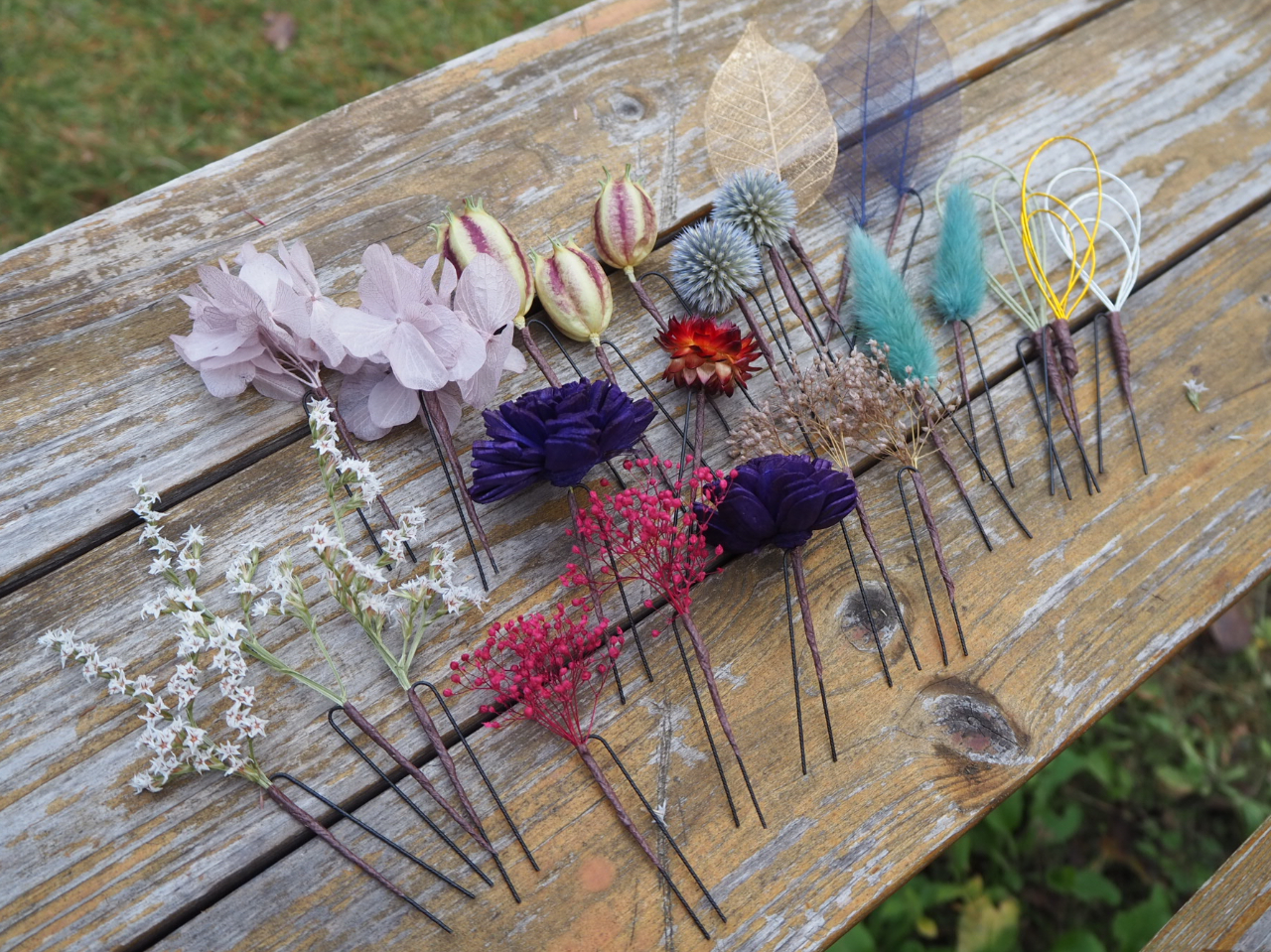 お好きな組み合わせで作れます。こちらはブルー系のイメージです。