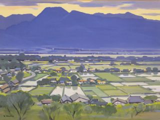 「安曇野午後」ガッシュ(不透明水彩)