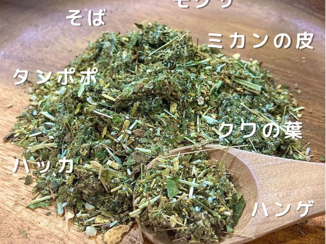 さまざまな漢方がブレンドされたよもぎ薬草