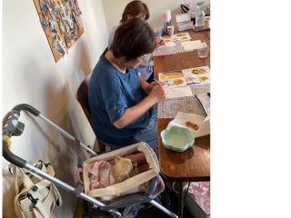 わんちゃんと一緒に幸座中です。