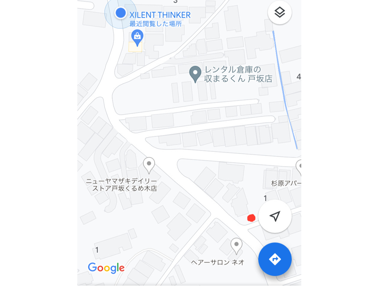 赤色部付近に、コインパーキングがあります。「ヘアーサロン・ネオ」さんの向かいです。徒歩1分くらいかと思われます。