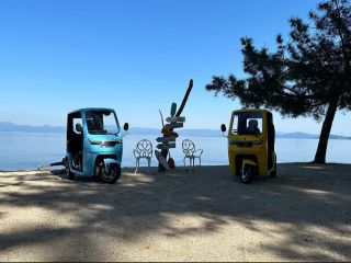 白髭ビーチ トゥクトゥクと琵琶湖お似合いです!