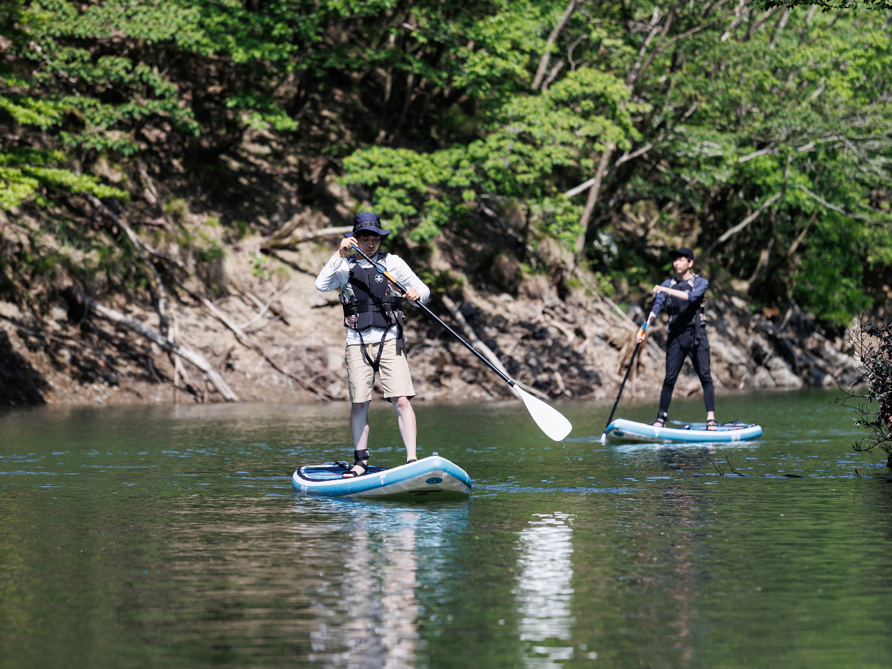 【若狭・熊川】明神湖で冒険SUPツアー《初心者OK!秘境の湖をSUPで巡る!》