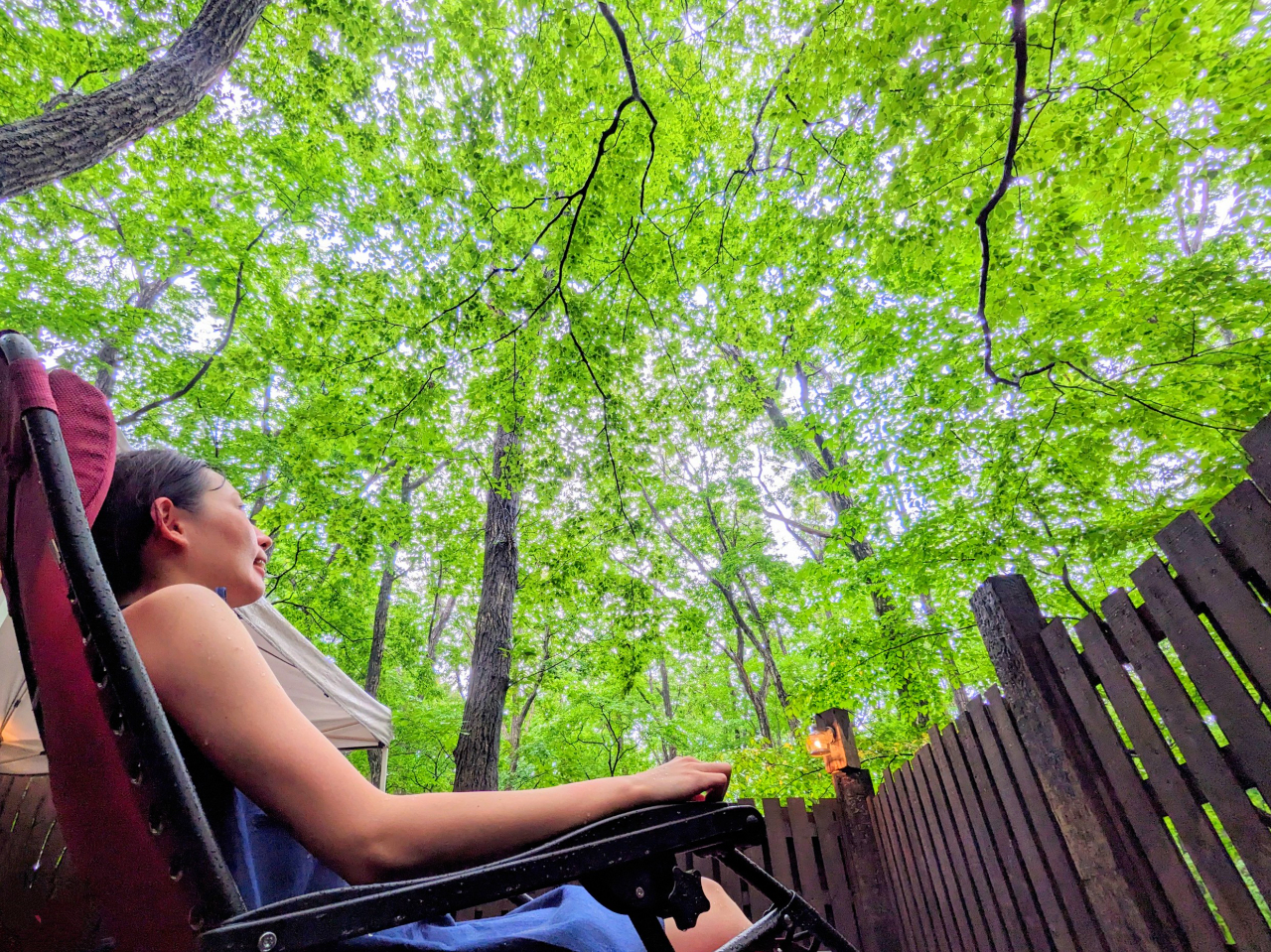 茂木の木々がすぐそばに!マイナスイオンを感じる最高な整いタイム♪