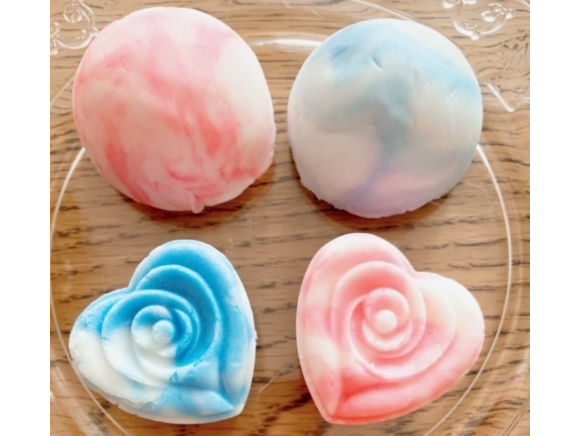 マーブルアイスと、マーブルハート!好きな色と香りで作れます。