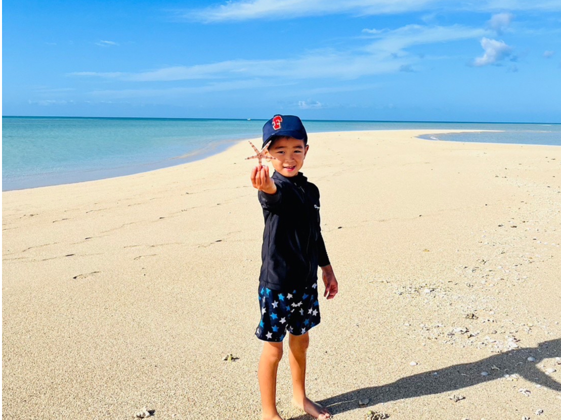 砂浜では色々な生き物、貝殻もあります。