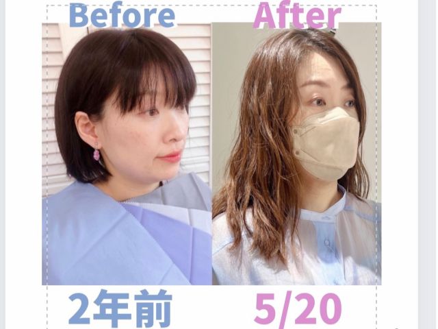 二年前よりもグッと女性らしさが増して、明るく柔らかい雰囲気になったお客さま。『もう前の自分が思い出せないくらい変われました^ ^』とお話してくださいました☆