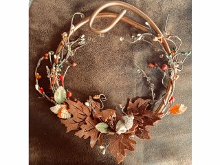 秋のシックなブラスワイヤーのリース(サンプル作品)