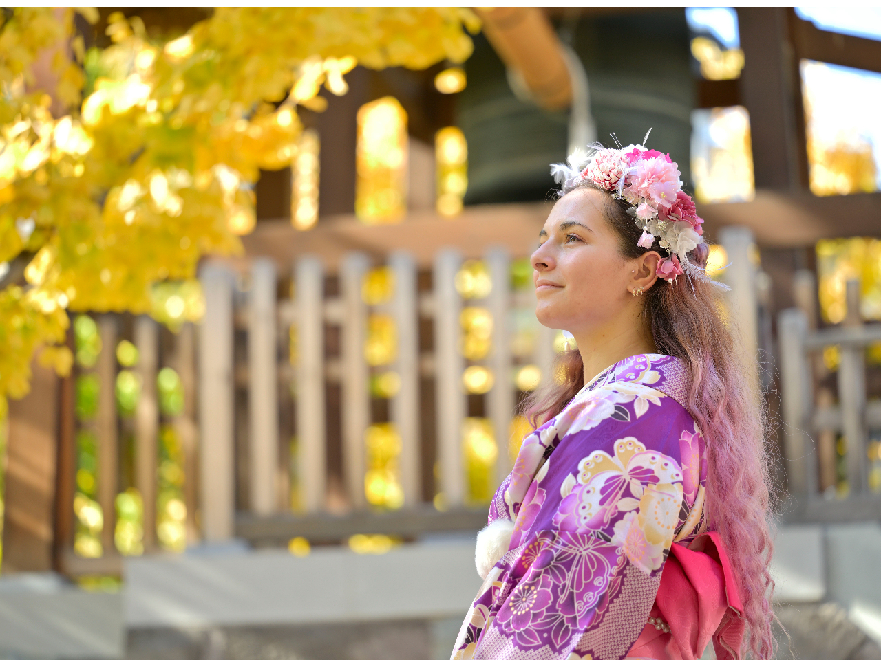 ヘアセット無しのベーシックプラン。気軽に着物を楽しもう!ヘア飾りはつけ放題♪