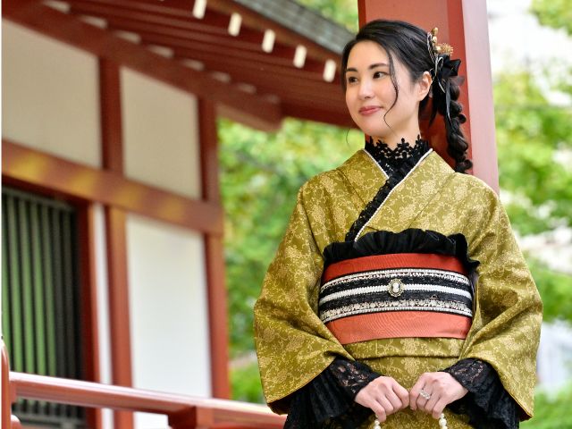 レースインナー、レース飾り襟、レース帯飾り、帯締め!ヘアセット付き